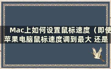 Mac上如何设置鼠标速度（即使苹果电脑鼠标速度调到最大 还是太慢）